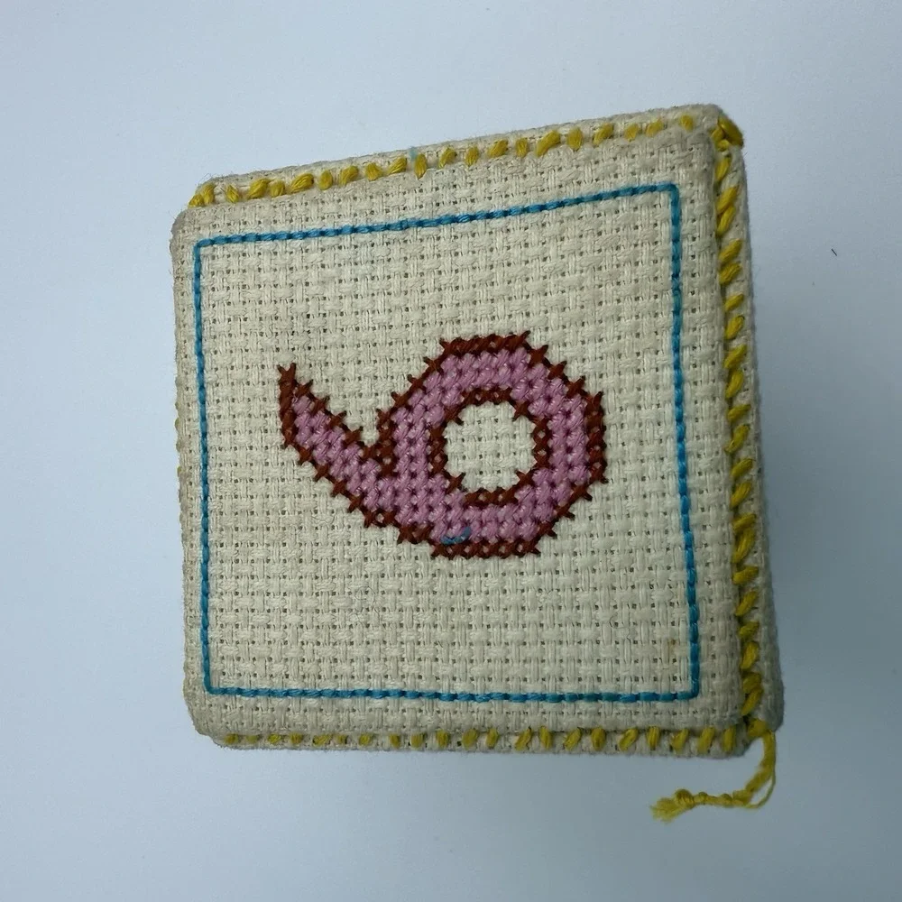 Needlepoint Hand Stitched Letter Picture Cubes Kids Decor 1 Cube Nursery Decor‎